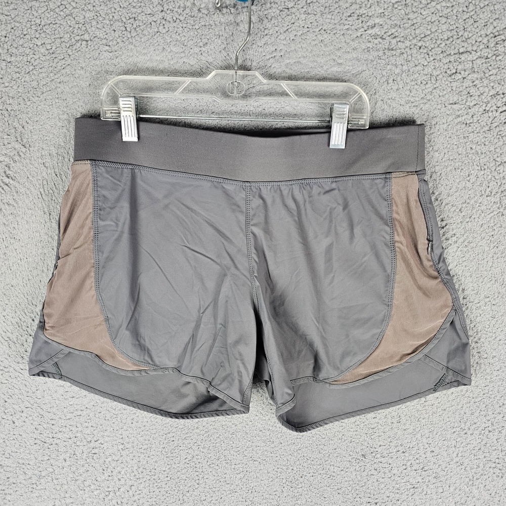 HYLETE Radius Shorts Women Medium Gray Lined Stretch Comfort Vented Athletic Fit